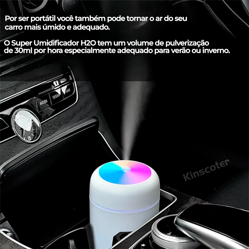 Super Umidificador de Ar H2O Portátil Mini USB difusor de aroma e névoa fria 300ml - Shopvezy