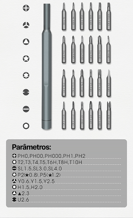 Kit Profissional de Ferramentas Magnético 25 em 1 - Shopvezy