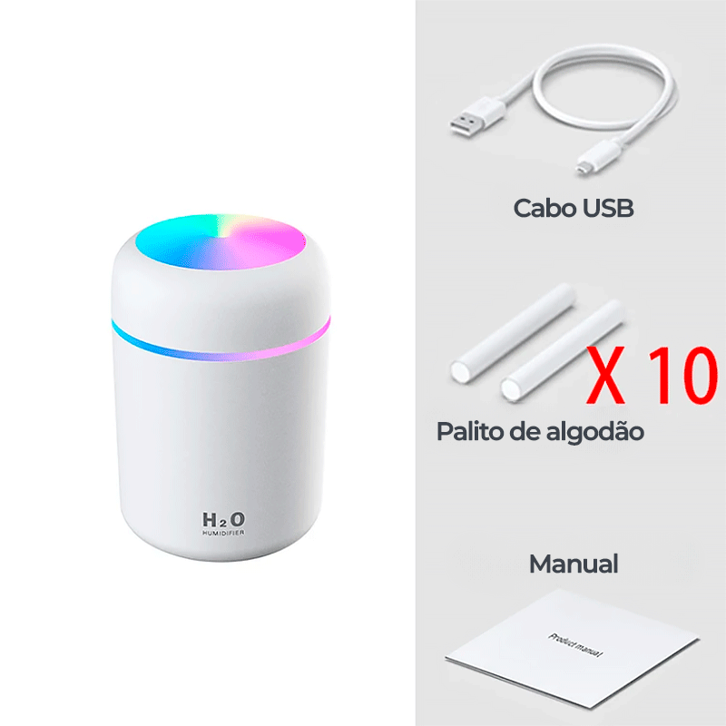 Super Umidificador de Ar H2O Portátil Mini USB difusor de aroma e névoa fria 300ml - Shopvezy